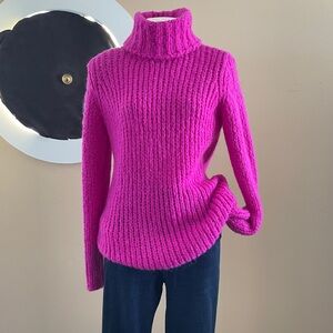 Vintage Benetton Bright Pink Turtleneck Sweater – Made in Italy –  S (Oversized)